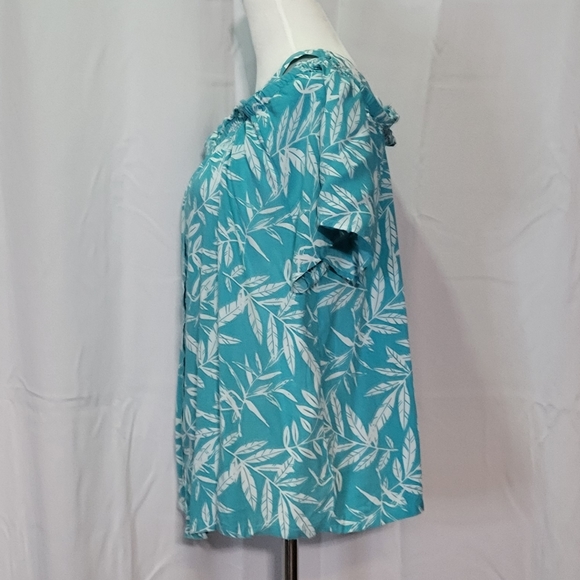 Women Within Women's Turquoise Cold Shoulder Short Sleeve Blouse Size Large - Picture 9 of 12
